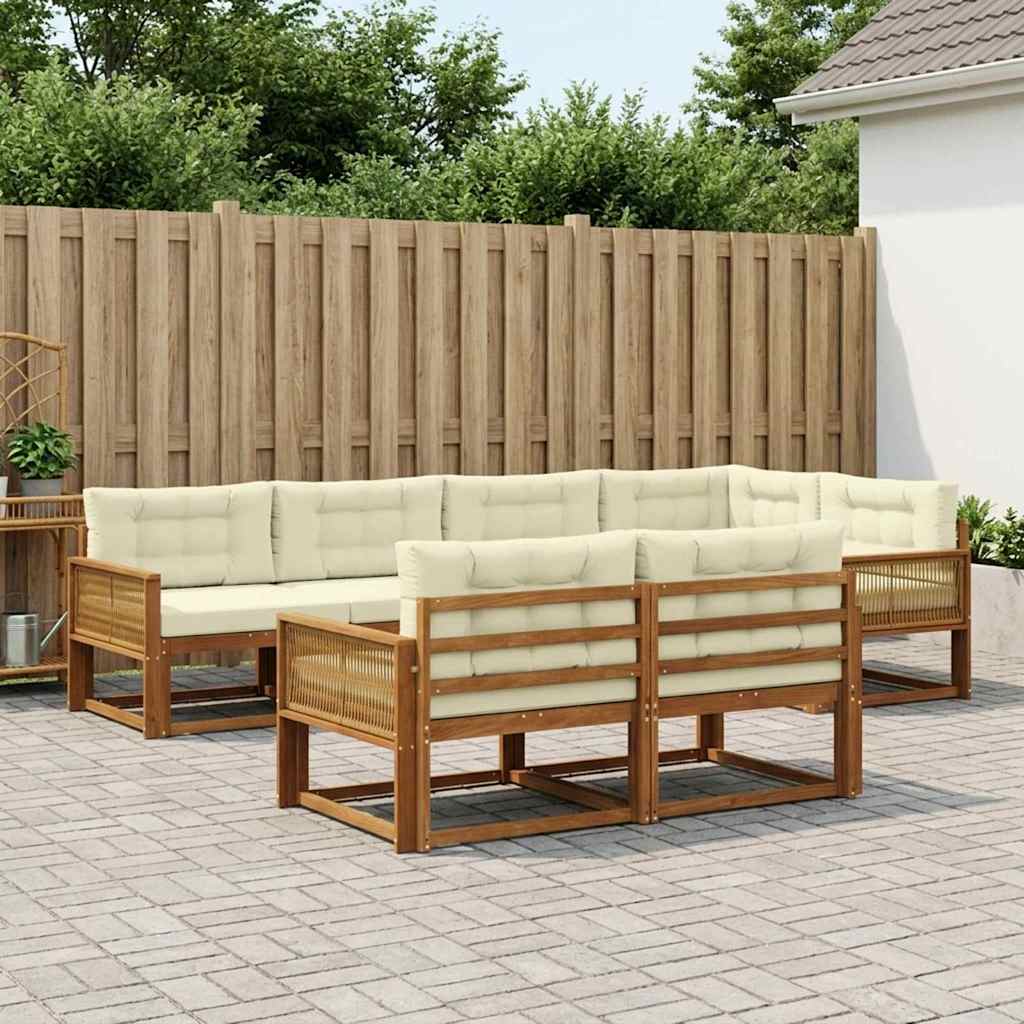 vidaXL Zestaw sof na zewnątrz z poduszką 7 pcs Naturalny i Kremowy