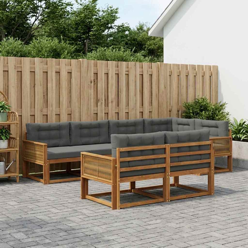 vidaXL Zestaw sof na zewnątrz z poduszką 7 pcs Naturalny i Antracytowy