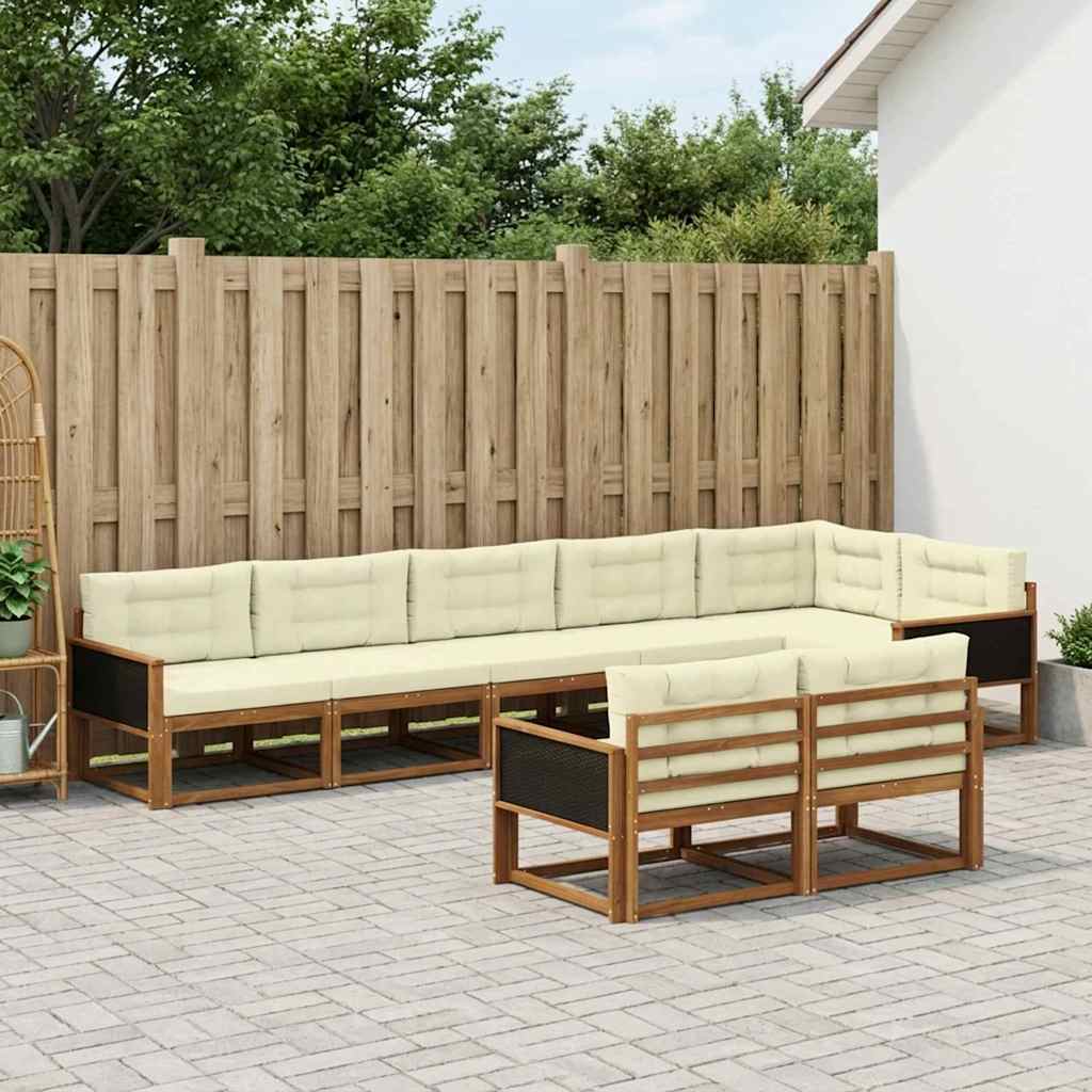 vidaXL Zestaw sof na zewnątrz 8 pcs Naturalny i Kremowy
