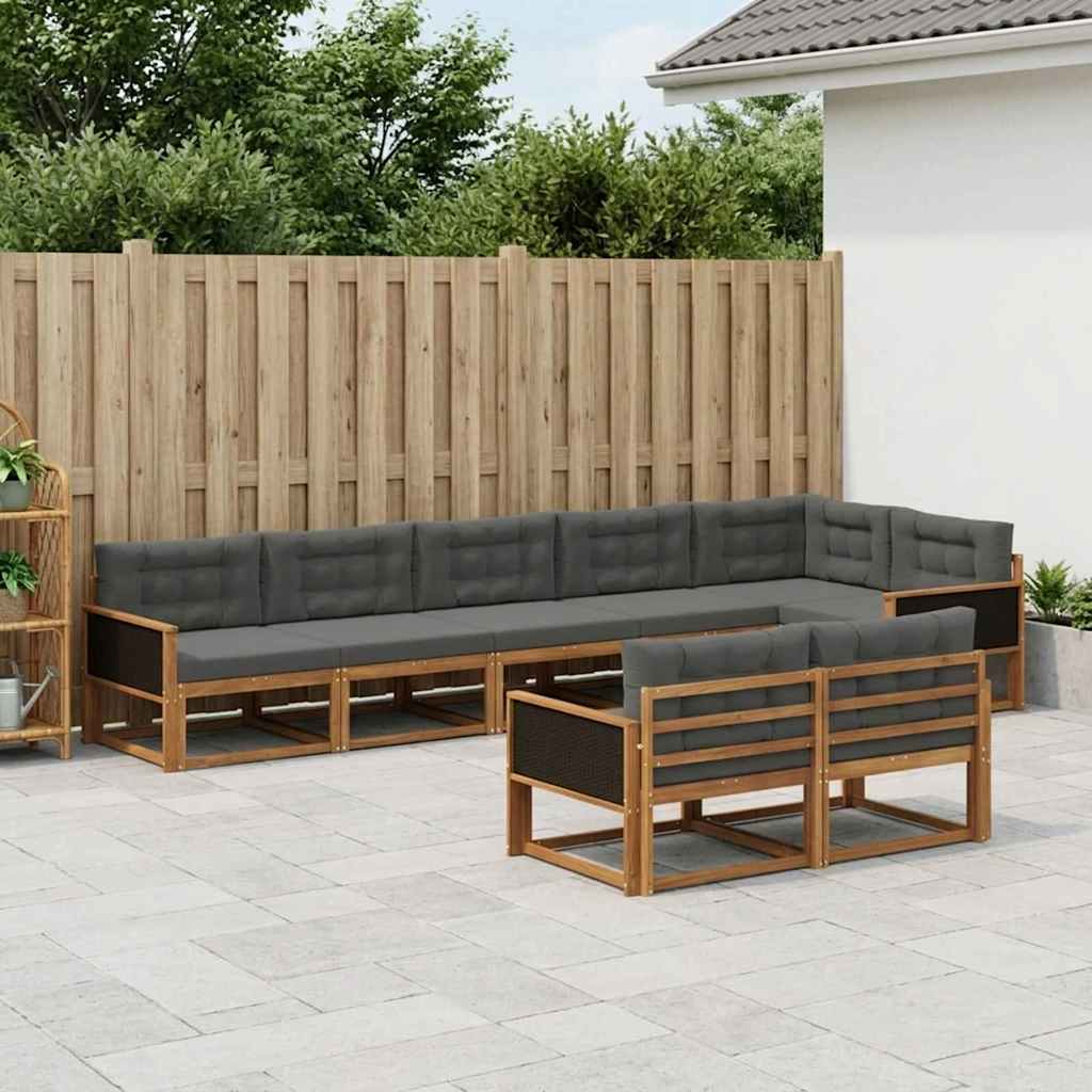 vidaXL Zestaw sof na zewnątrz 8 pcs Naturalny i Antracytowy
