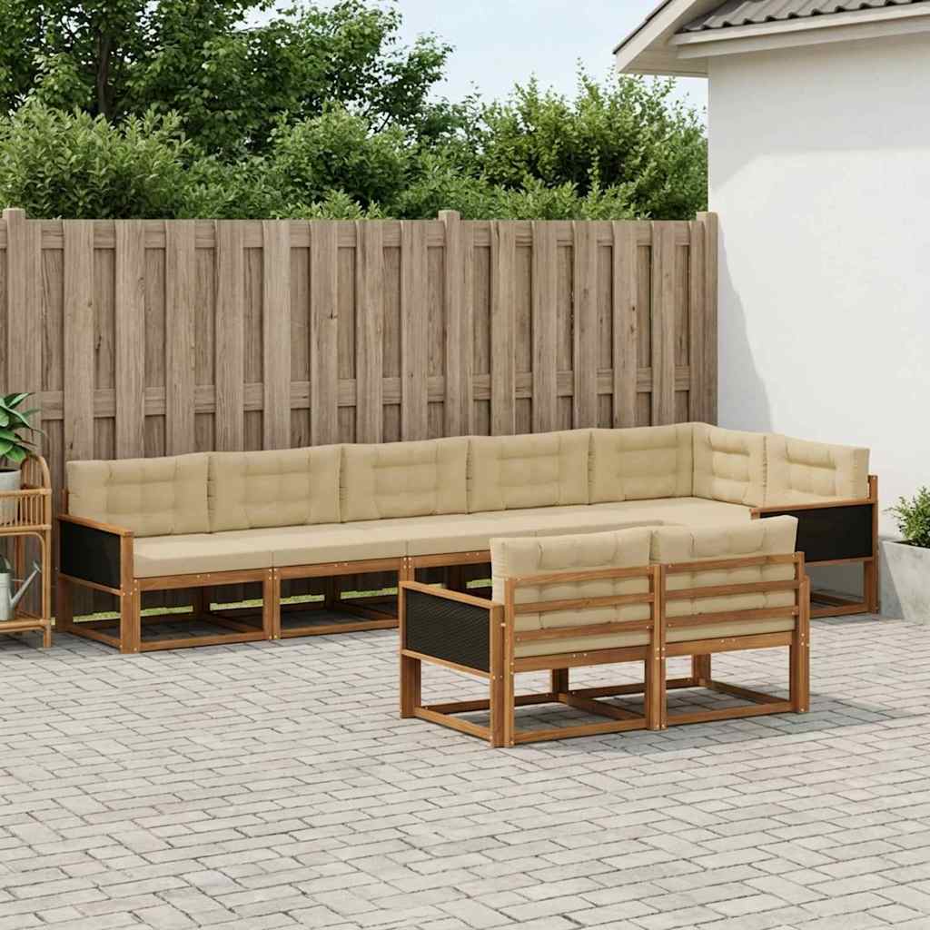 vidaXL Zestaw sof na zewnątrz 8 pcs Naturalny i Beżowy