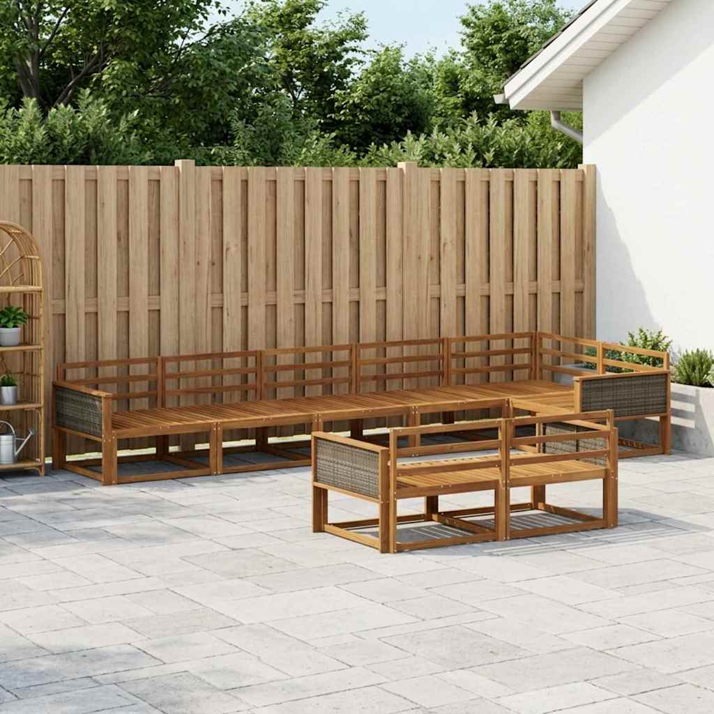 vidaXL Zestaw sof na zewnątrz 8 pcs naturalny Lite Drewno Akacji