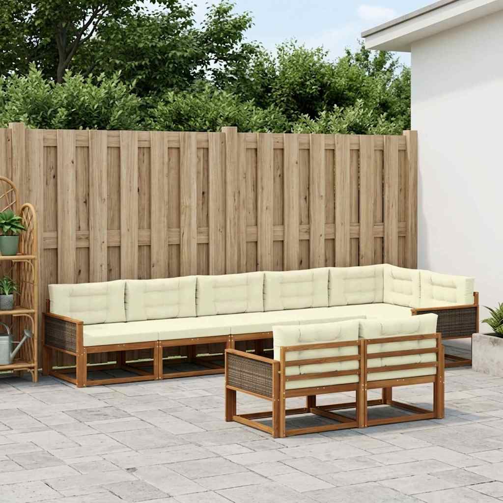vidaXL Zestaw sof na zewnątrz 8 pcs Naturalny i Kremowy