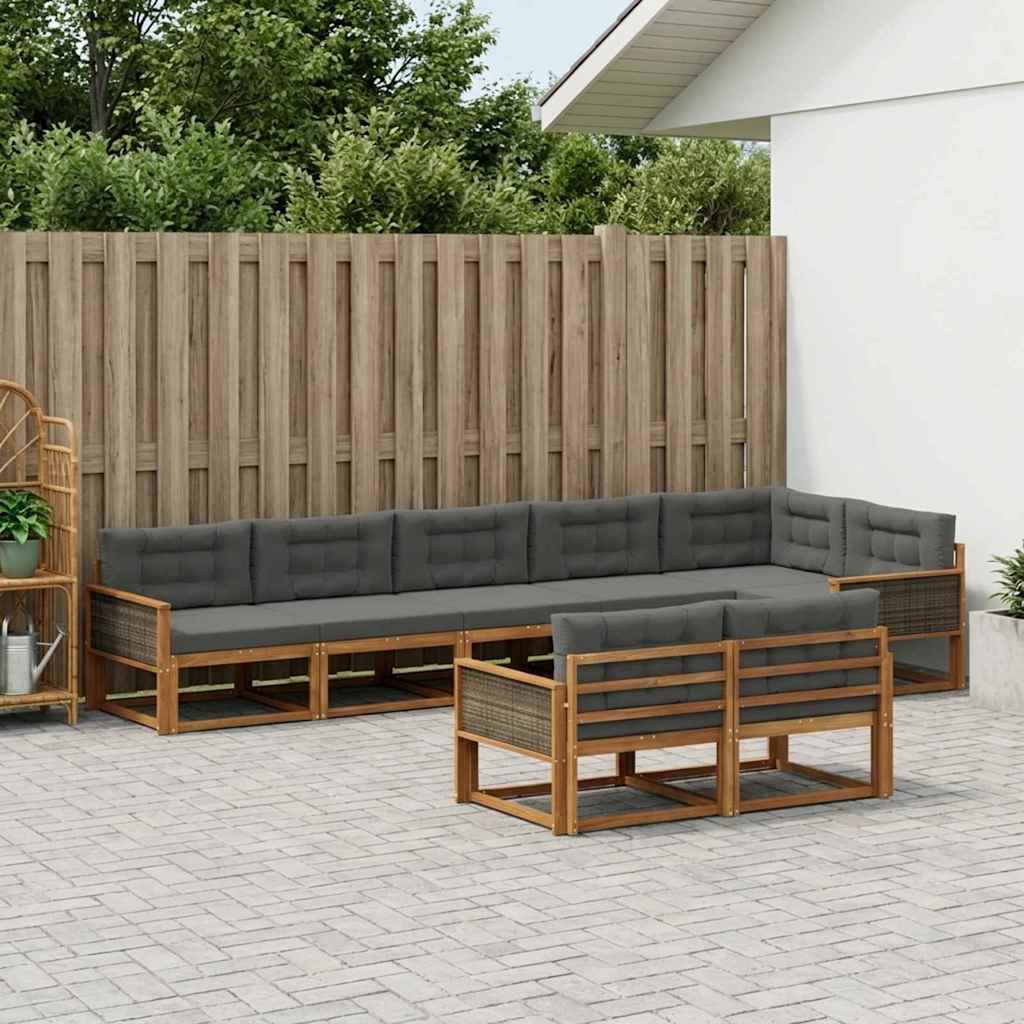 vidaXL Zestaw sof na zewnątrz 8 pcs Naturalny i Antracytowy