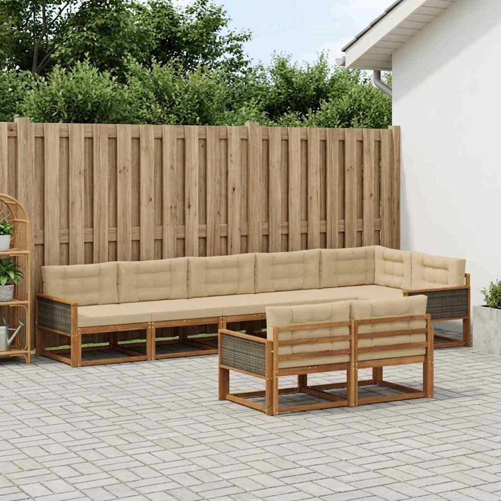 vidaXL Zestaw sof na zewnątrz 8 pcs Naturalny i Beżowy