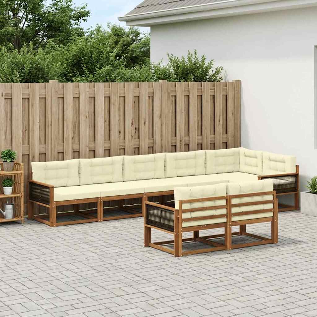 vidaXL Zestaw sof na zewnątrz 8 pcs Naturalny i Kremowy