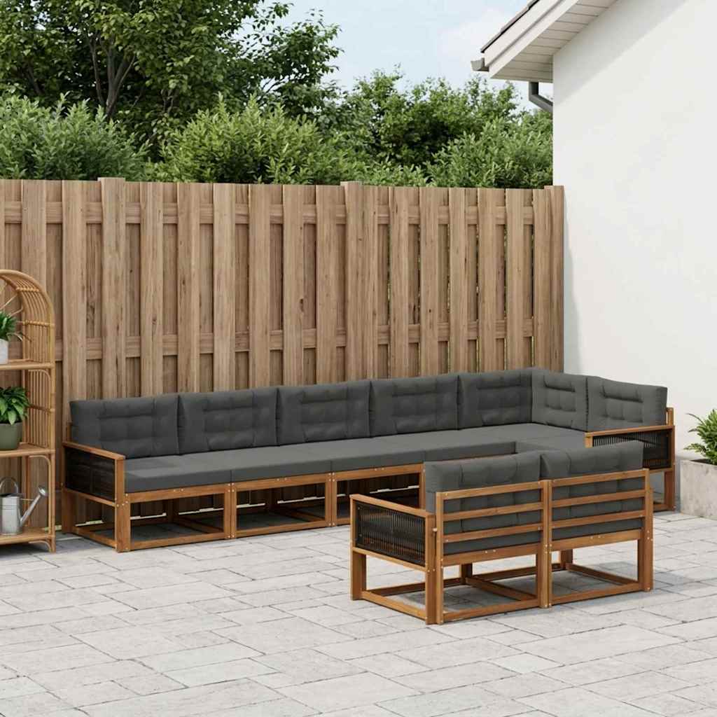 vidaXL Zestaw sof na zewnątrz 8 pcs Naturalny i Antracytowy