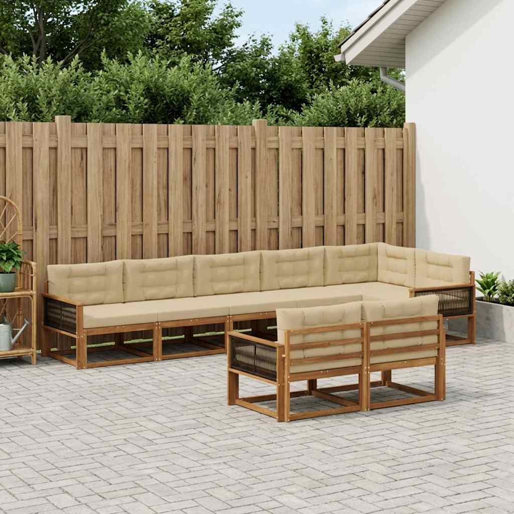 vidaXL Zestaw sof na zewnątrz 8 pcs Naturalny i Beżowy