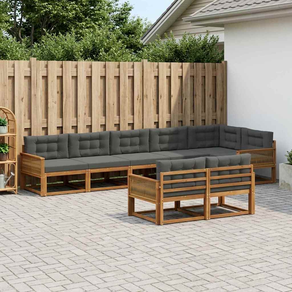 vidaXL Zestaw sof na zewnątrz 8 pcs Naturalny i Antracytowy