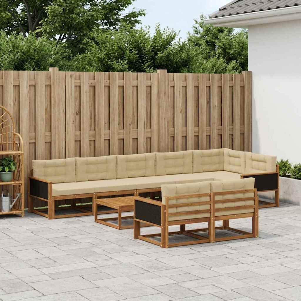 vidaXL Zestaw sof na zewnątrz 9 pcs Naturalny i Beżowy