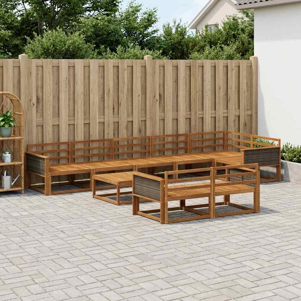 vidaXL Zestaw sof na zewnątrz 9 pcs naturalny Lite Drewno Akacji