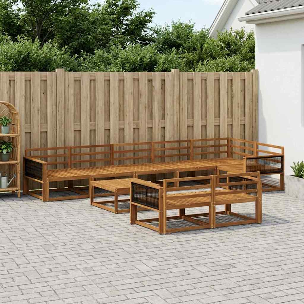 vidaXL Zestaw sof na zewnątrz 9 pcs naturalny Lite Drewno Akacji