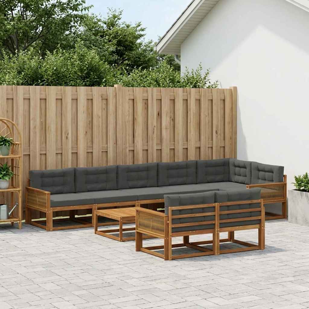 vidaXL Zestaw sof na zewnątrz z poduszką 9 pcs Naturalny i Antracytowy