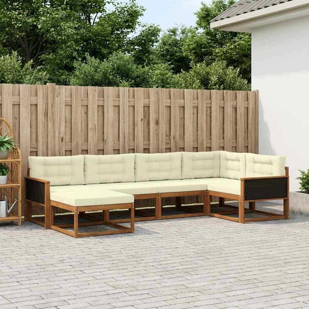 vidaXL Zestaw sof na zewnątrz 6 pcs Naturalny i Kremowy
