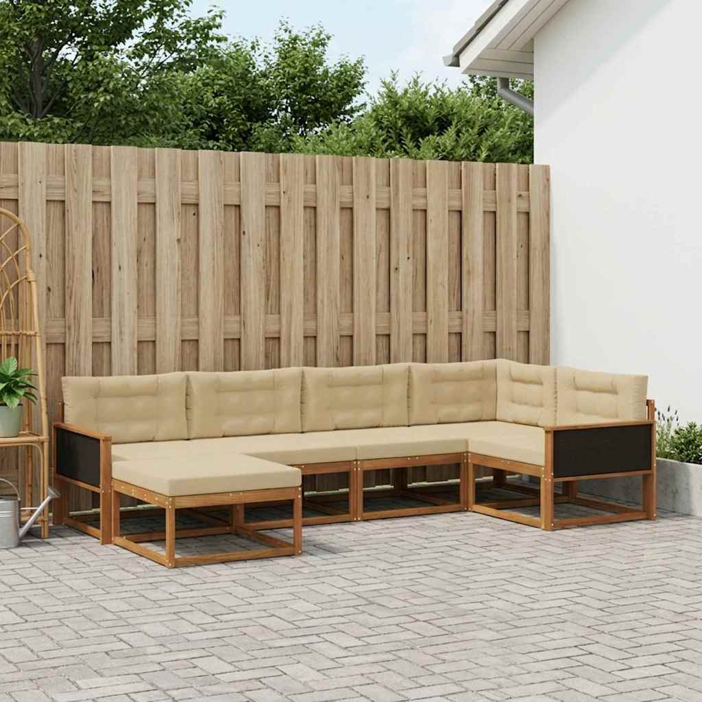 vidaXL Zestaw sof na zewnątrz z poduszką 6 pcs Naturalny i Beżowy