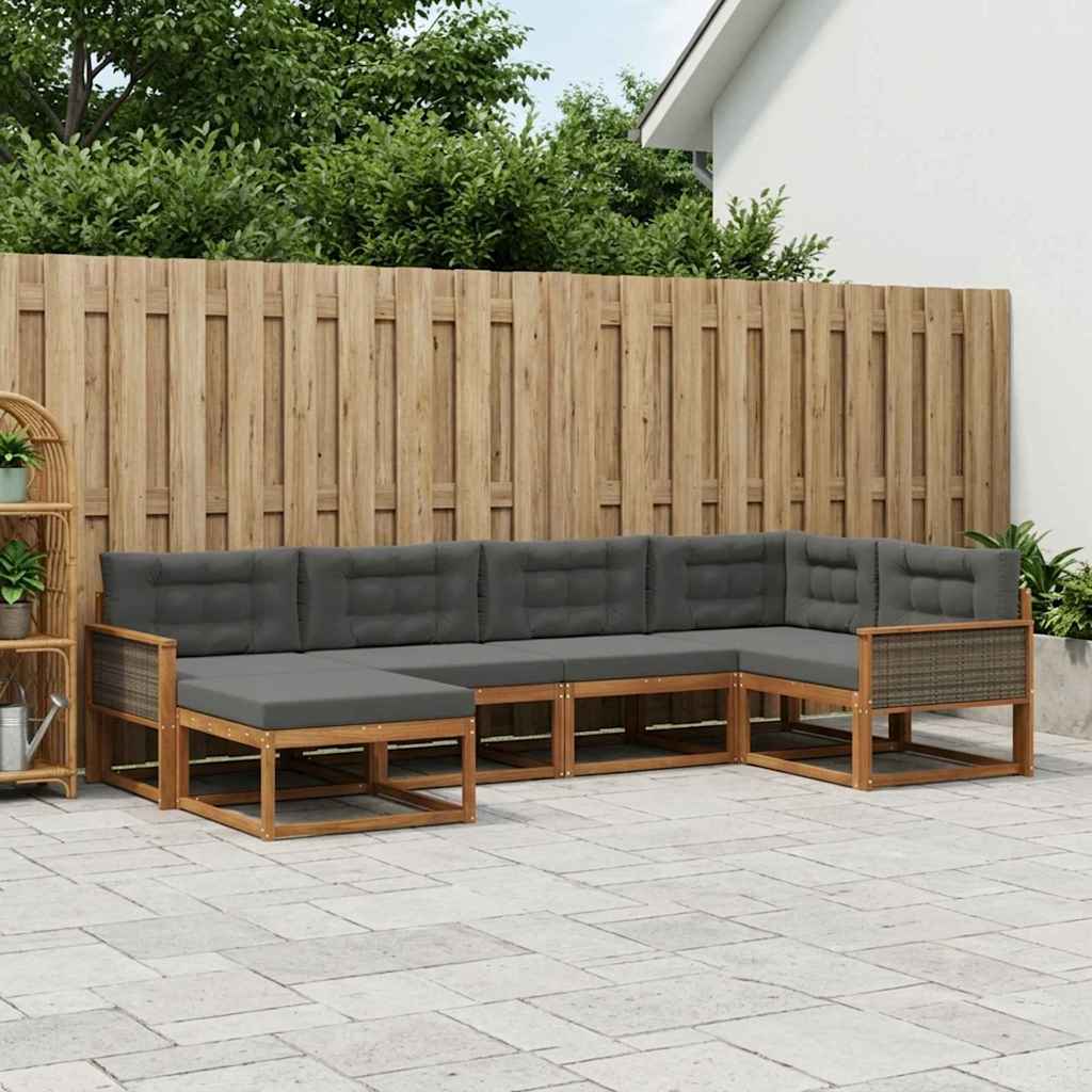 vidaXL Zestaw sof na zewnątrz z poduszką 6 pcs Naturalny i Antracytowy