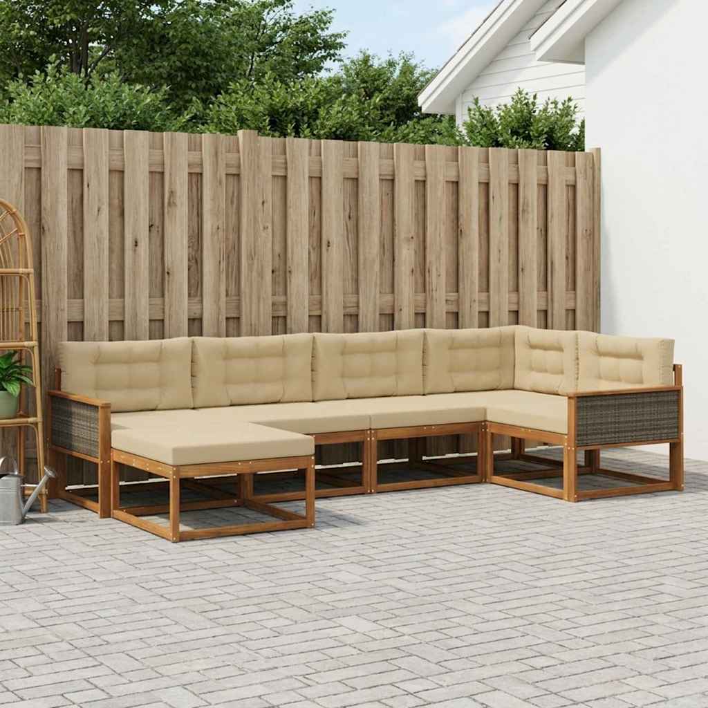 vidaXL Zestaw sof na zewnątrz 6 pcs Naturalny i Beżowy