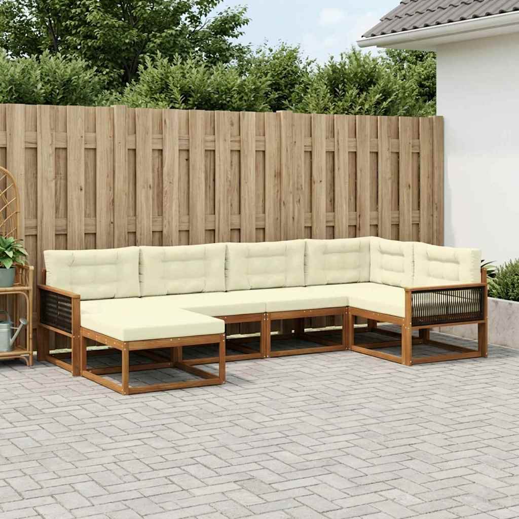 vidaXL Zestaw sof na zewnątrz 6 pcs Naturalny i Kremowy