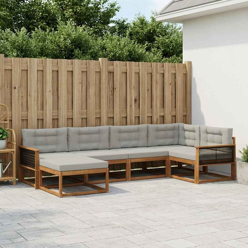 vidaXL Zestaw sof na zewnątrz z poduszką 6 pcs Naturalny i jasnoszary