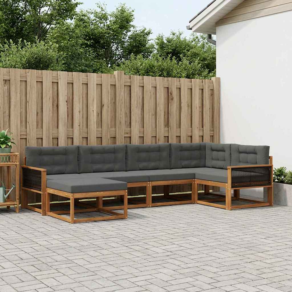 vidaXL Zestaw sof na zewnątrz z poduszką 6 pcs Naturalny i Antracytowy