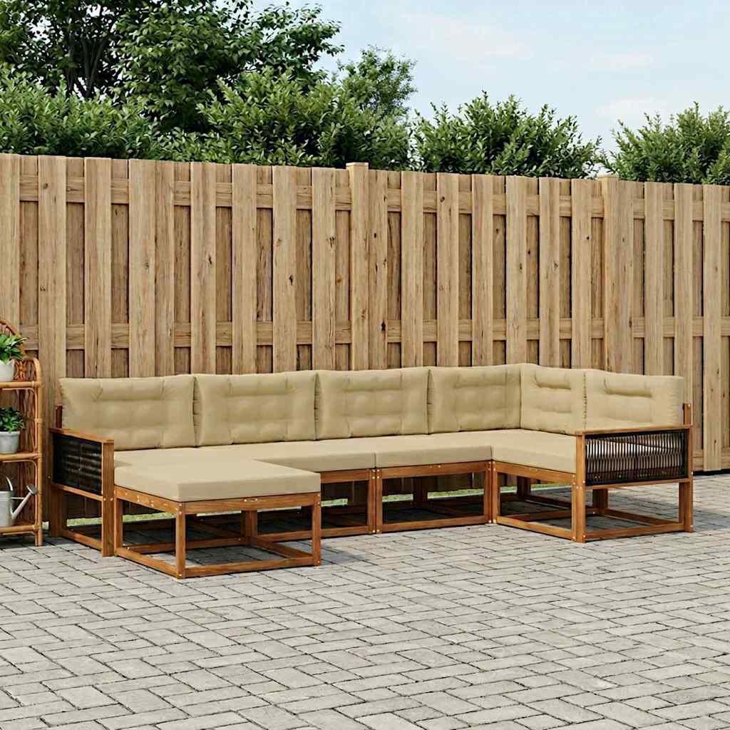 vidaXL Zestaw sof na zewnątrz z poduszką 6 pcs Naturalny i Beżowy