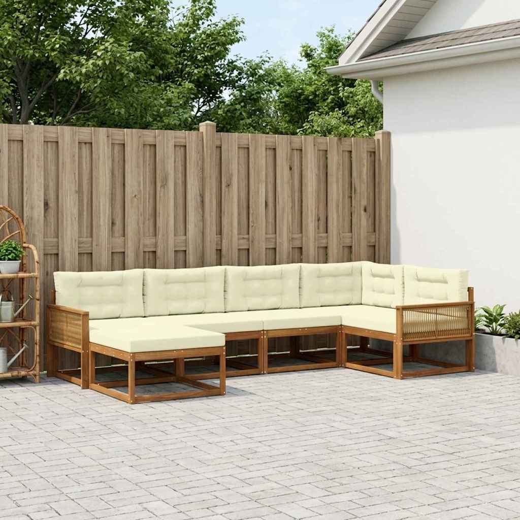 vidaXL Zestaw sof na zewnątrz z poduszką 6 pcs Naturalny i Kremowy