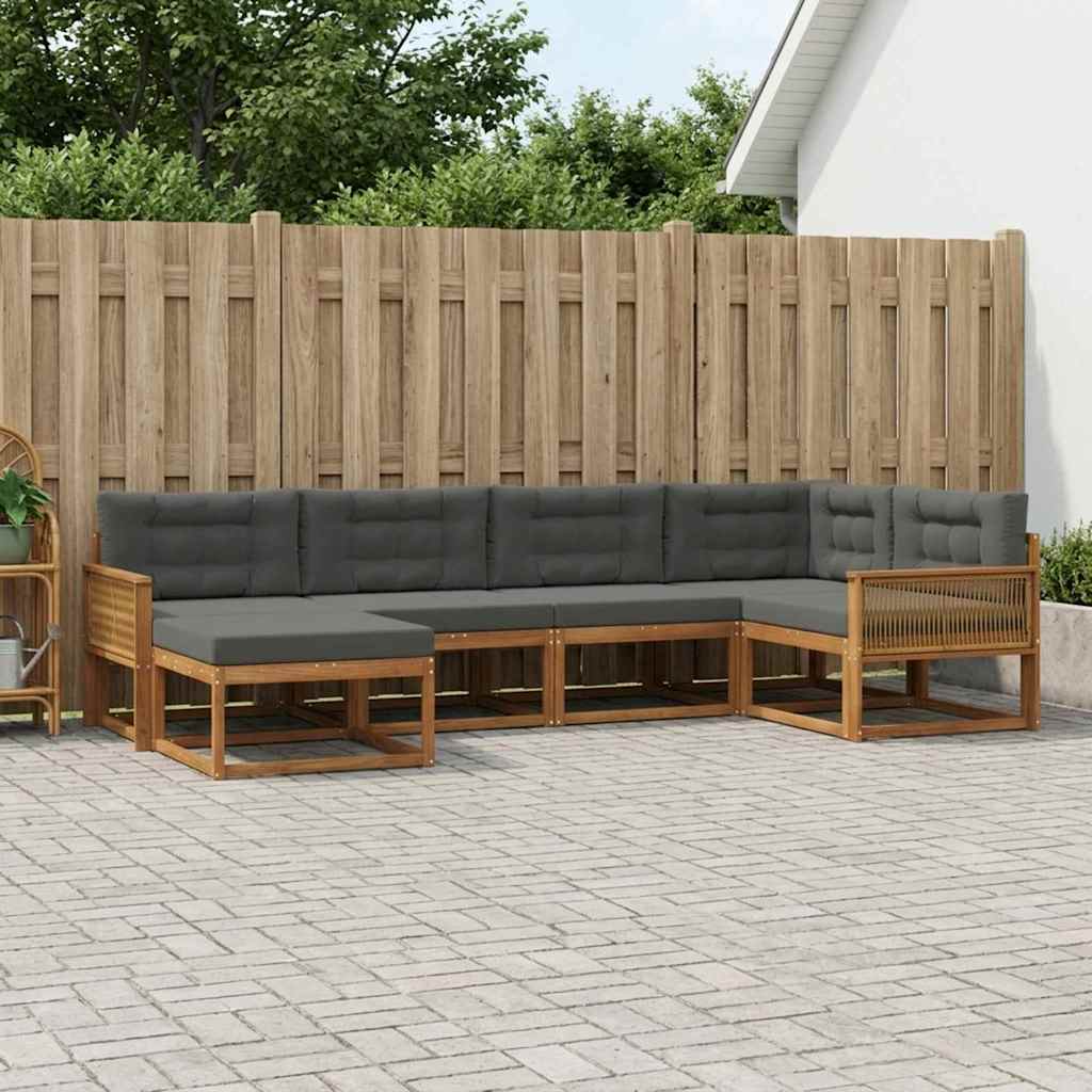 vidaXL Zestaw sof na zewnątrz z poduszką 6 pcs Naturalny i Antracytowy