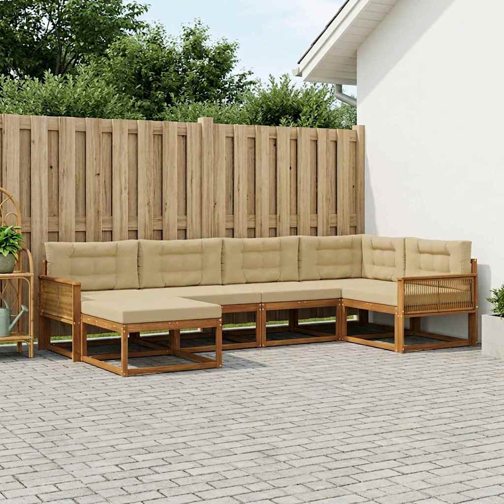 vidaXL Zestaw sof na zewnątrz 6 pcs Naturalny i Beżowy