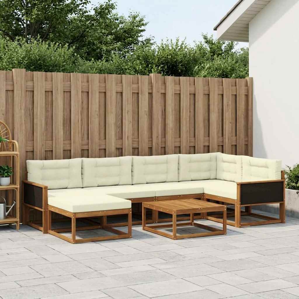vidaXL Zestaw sof na zewnątrz z poduszką 7 pcs Naturalny i Kremowy