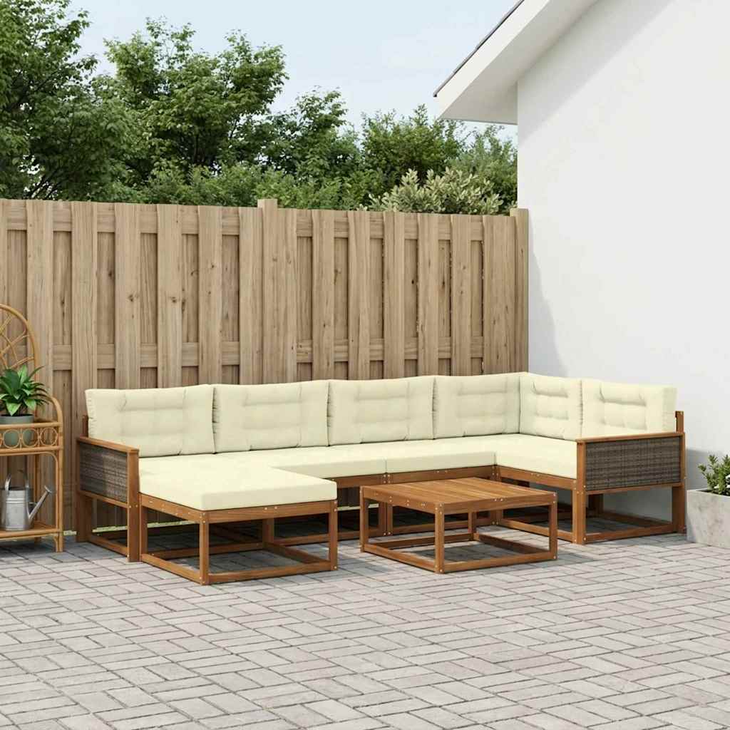 vidaXL Zestaw sof na zewnątrz z poduszką 7 pcs Naturalny i Kremowy