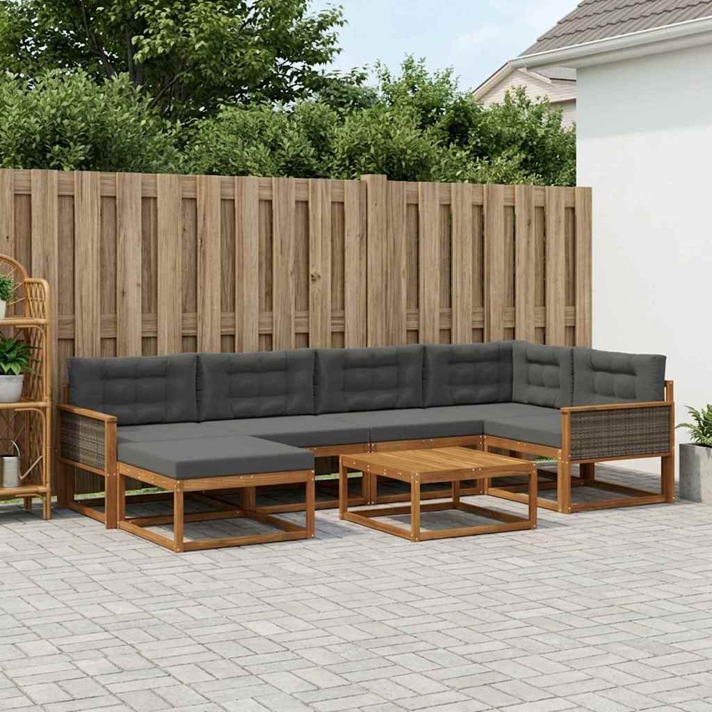 vidaXL Zestaw sof na zewnątrz z poduszką 7 pcs Naturalny i Antracytowy