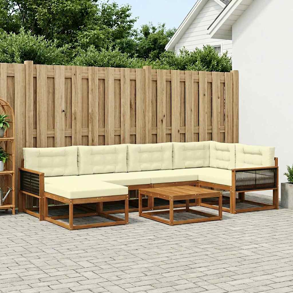 vidaXL Zestaw sof na zewnątrz z poduszką 7 pcs Naturalny i Kremowy