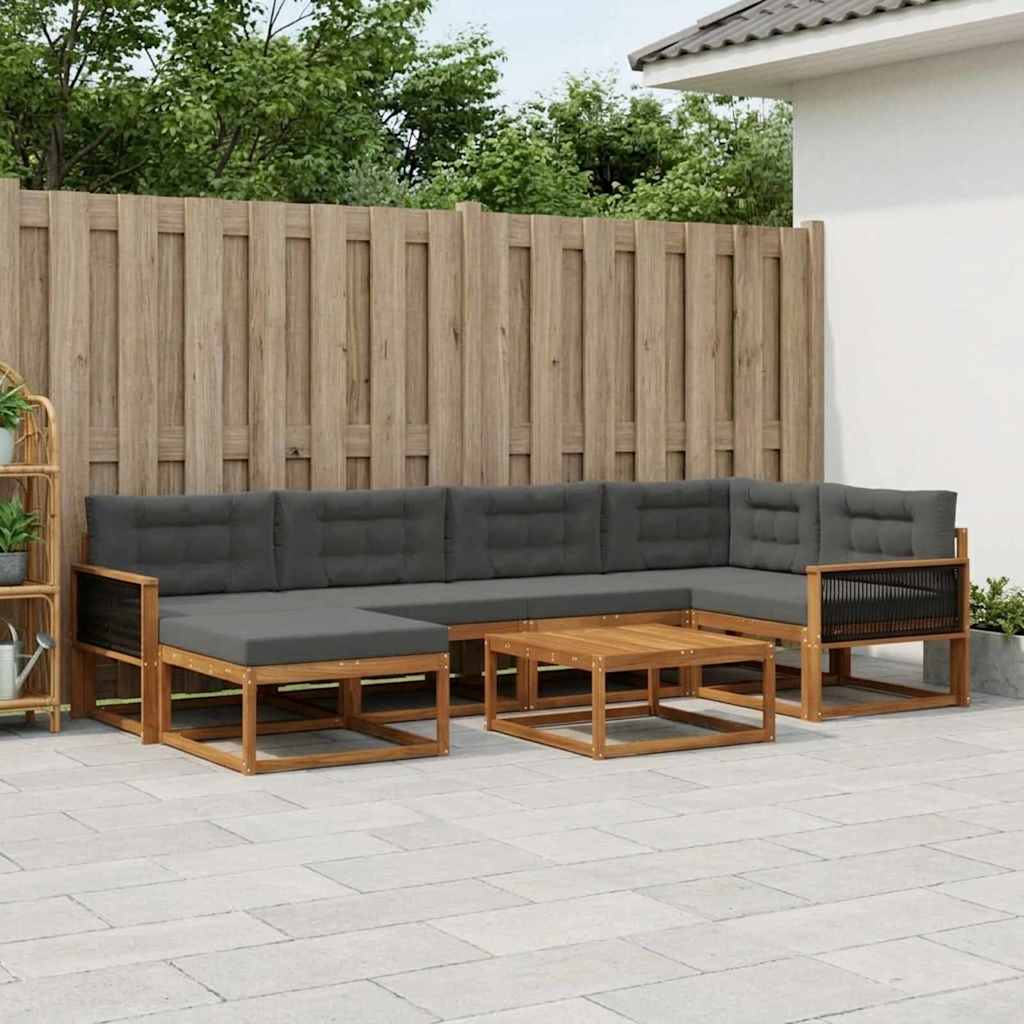 vidaXL Zestaw sof na zewnątrz z poduszką 7 pcs Naturalny i Antracytowy