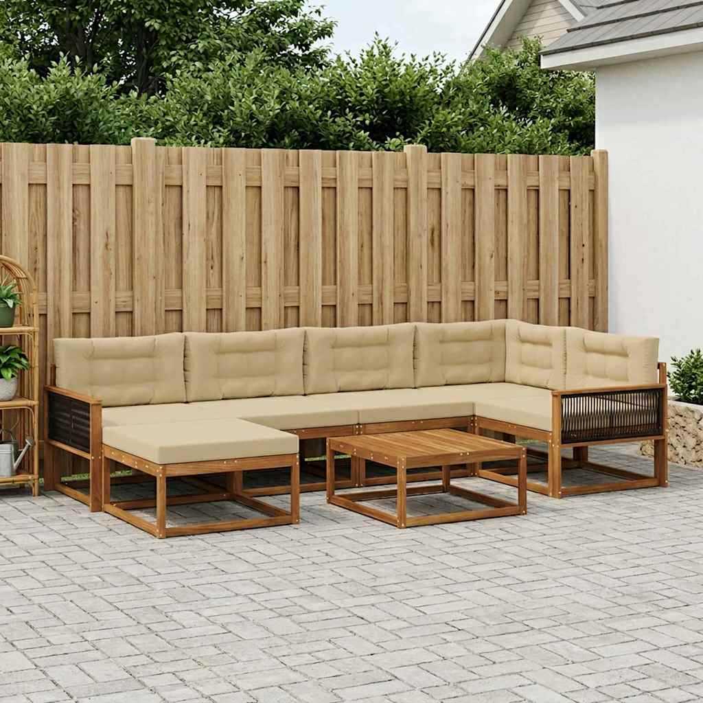 vidaXL Zestaw sof na zewnątrz z poduszką 7 pcs Naturalny i Beżowy