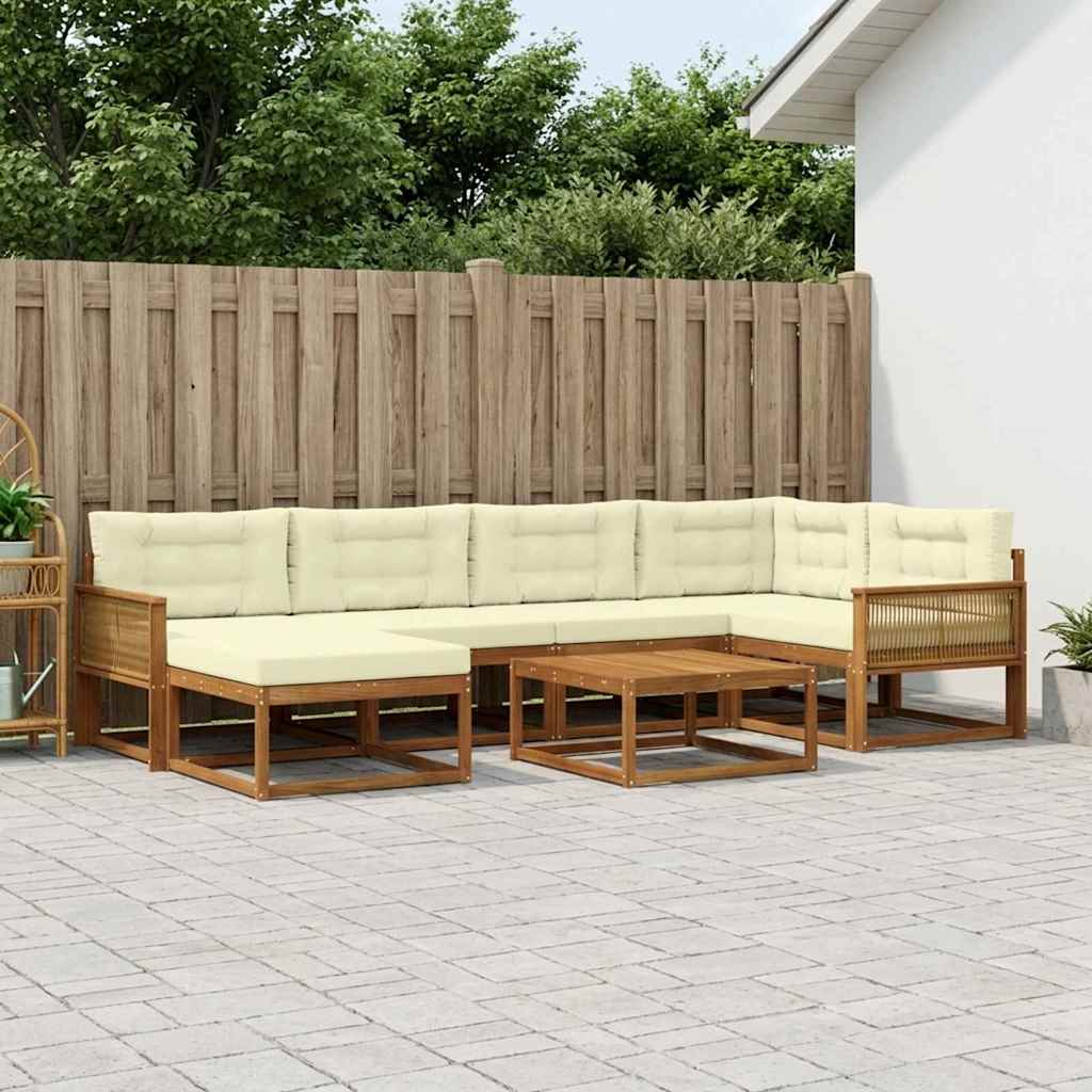 vidaXL Zestaw sof na zewnątrz z poduszką 7 pcs Naturalny i Kremowy