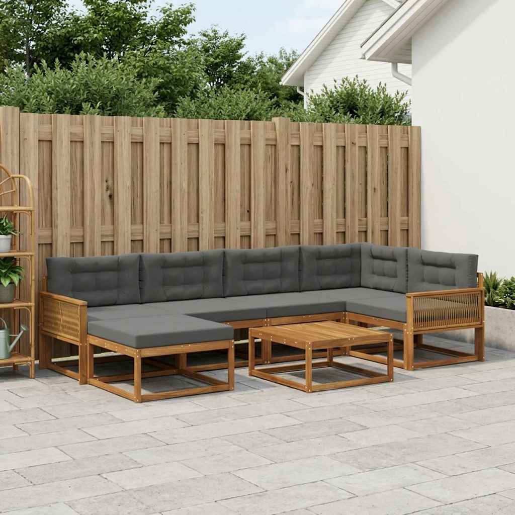 vidaXL Zestaw sof na zewnątrz z poduszką 7 pcs Naturalny i Antracytowy