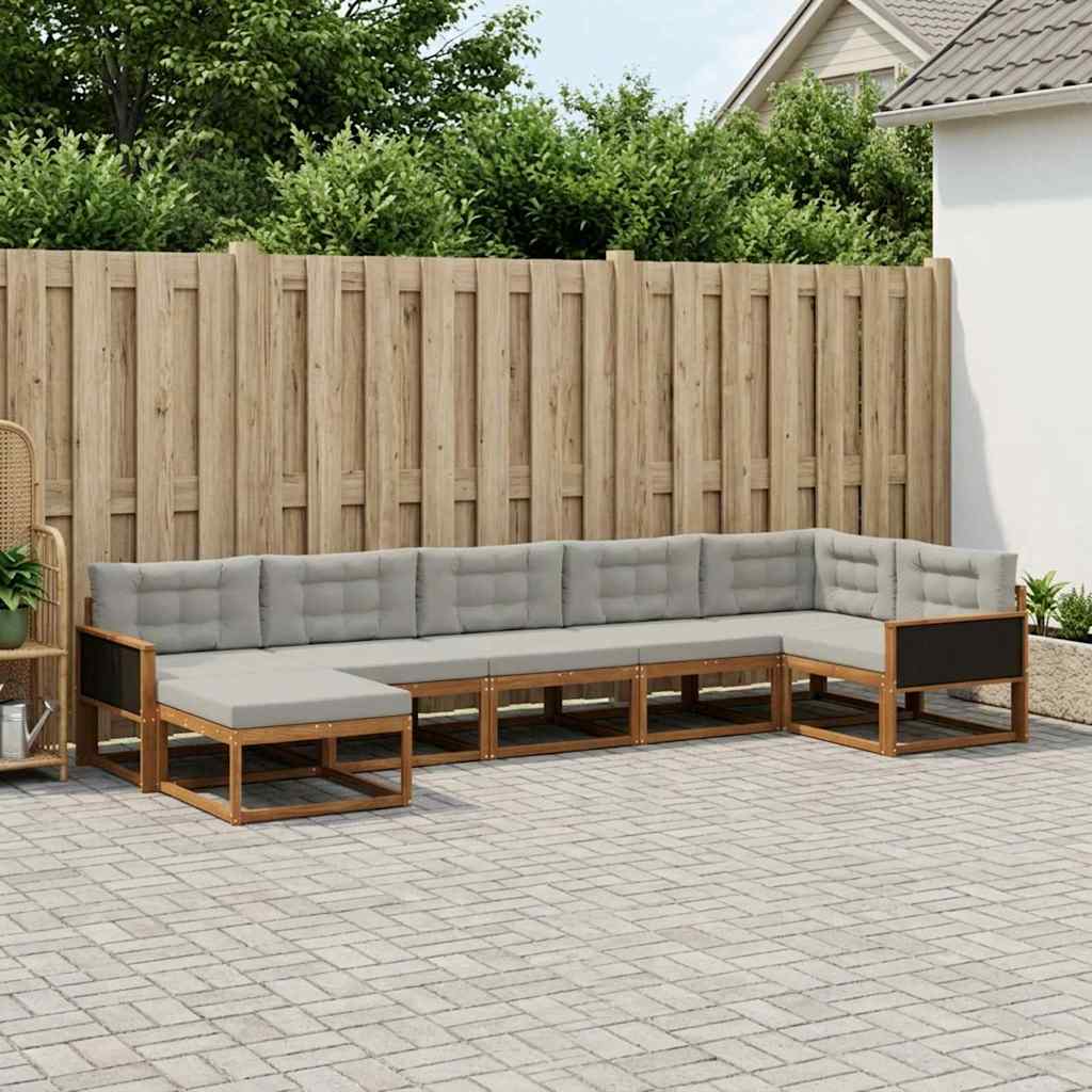 vidaXL Zestaw sof na zewnątrz z poduszką 7 pcs Naturalny i jasnoszary
