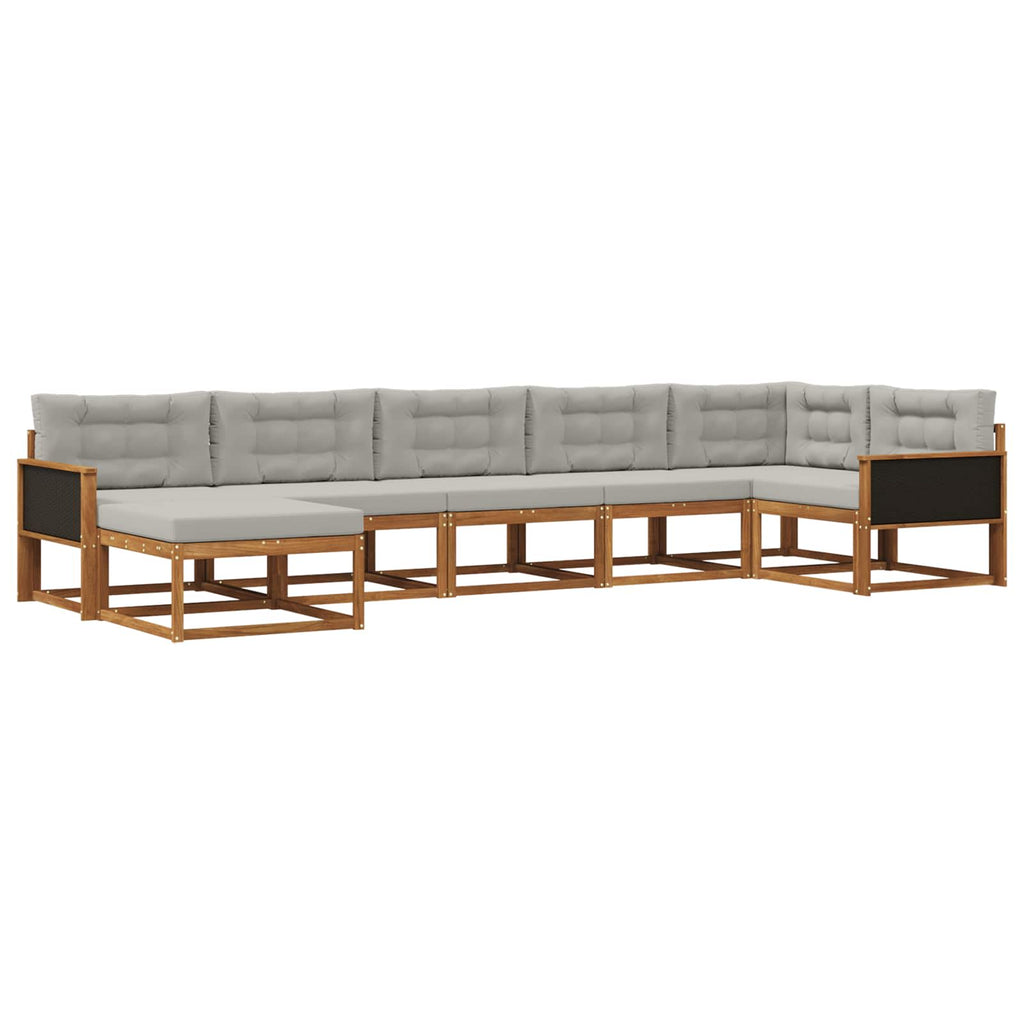 vidaXL Zestaw sof na zewnątrz z poduszką 7 pcs Naturalny i jasnoszary