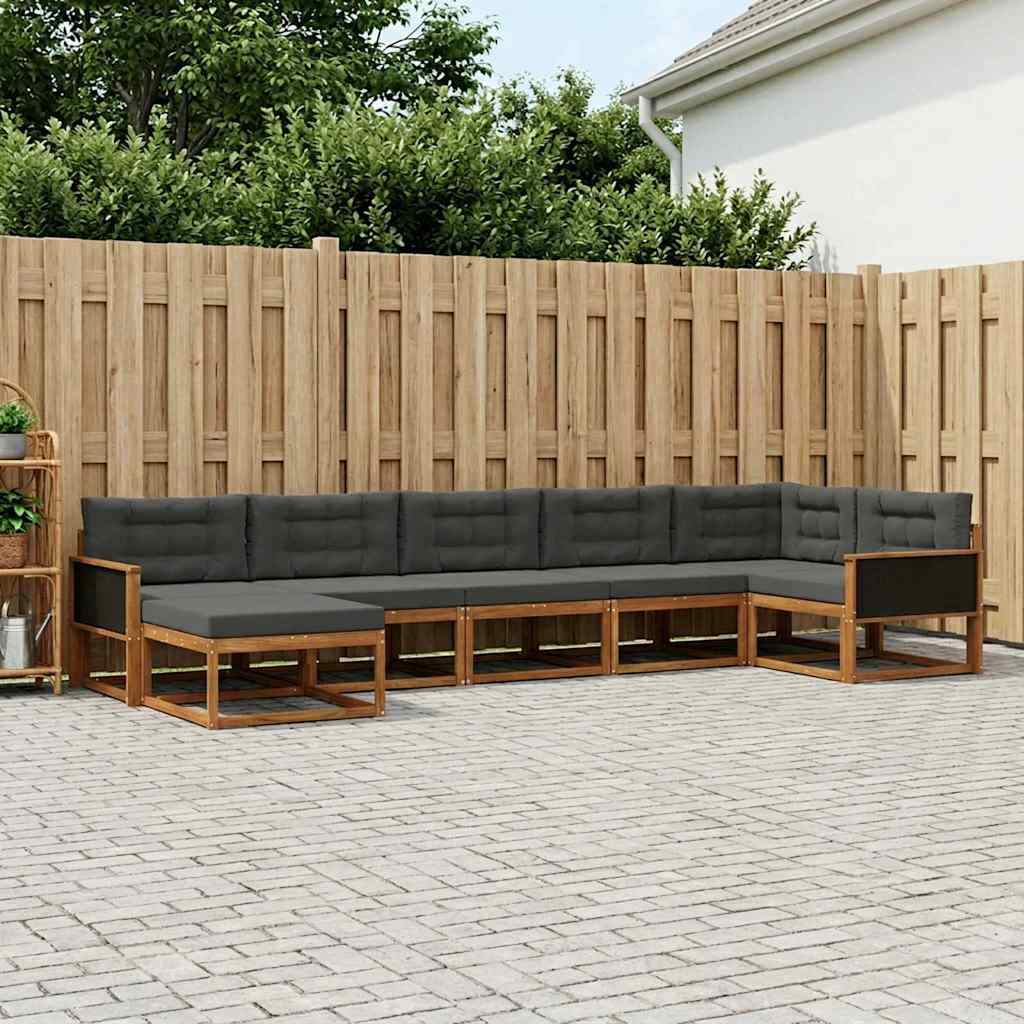 vidaXL Zestaw sof na zewnątrz z poduszką 7 pcs Naturalny i Antracytowy