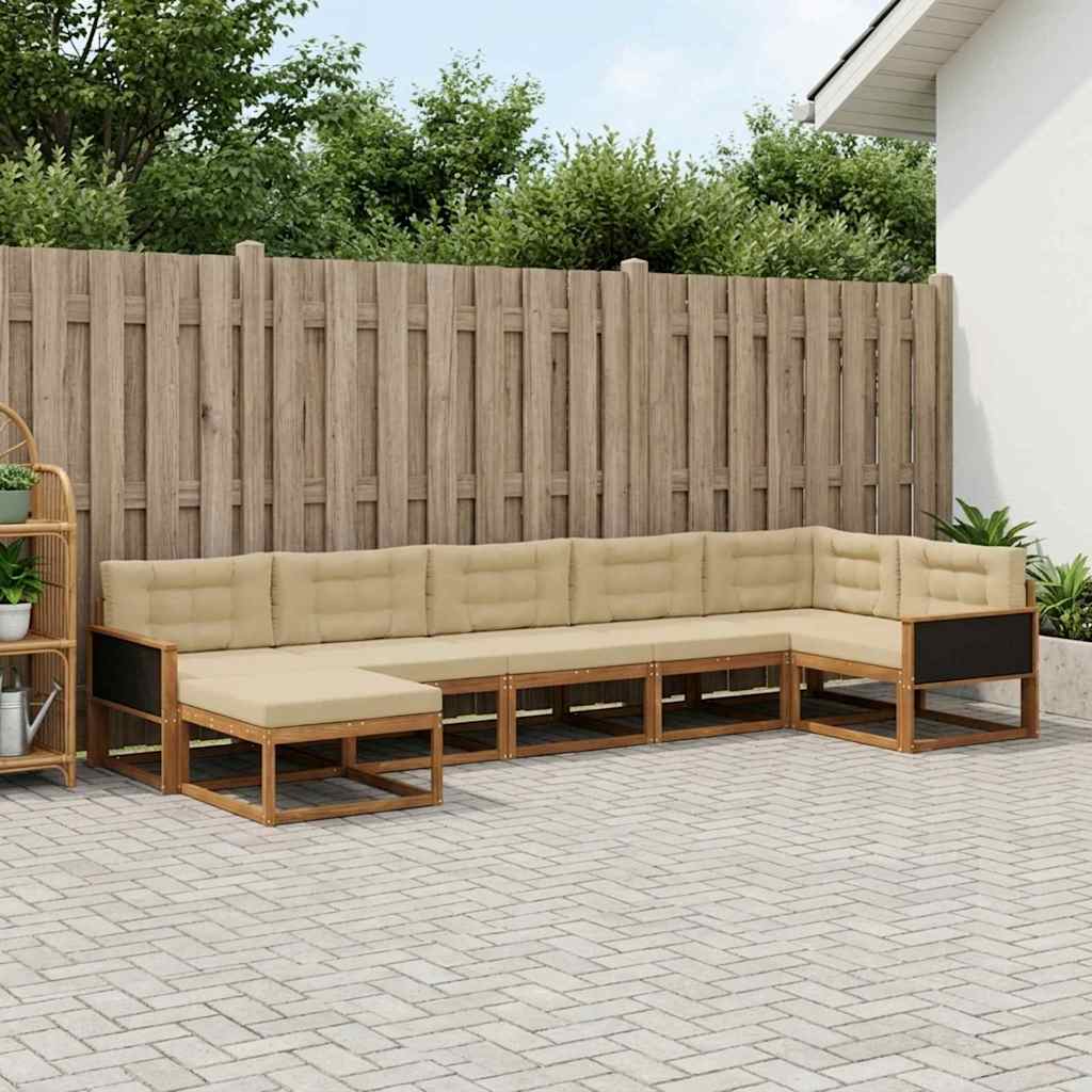vidaXL Zestaw sof na zewnątrz z poduszką 7 pcs Naturalny i Beżowy
