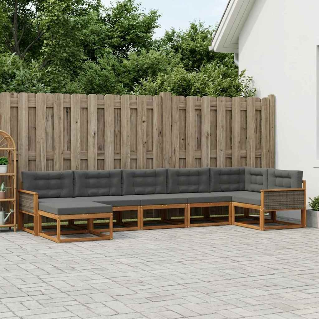 vidaXL Zestaw sof na zewnątrz z poduszką 7 pcs Naturalny i Antracytowy