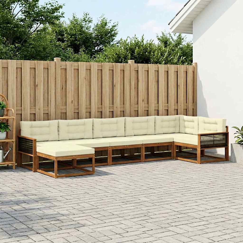 vidaXL Zestaw sof na zewnątrz z poduszką 7 pcs Naturalny i Kremowy