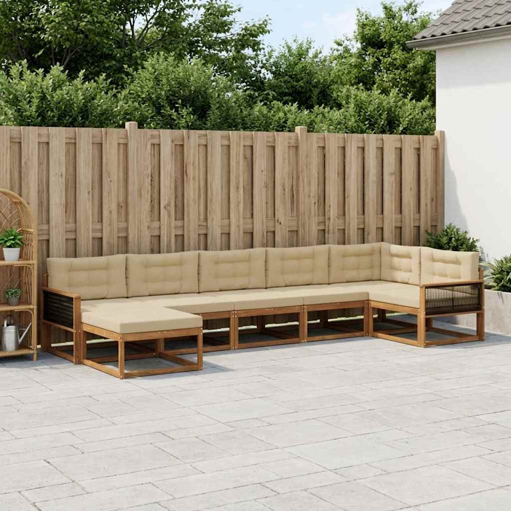 vidaXL Zestaw sof na zewnątrz z poduszką 7 pcs Naturalny i Beżowy