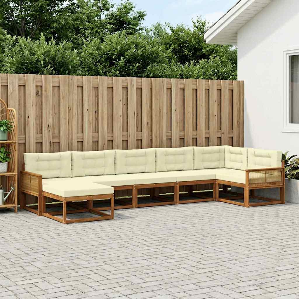 vidaXL Zestaw sof na zewnątrz z poduszką 7 pcs Naturalny i Kremowy