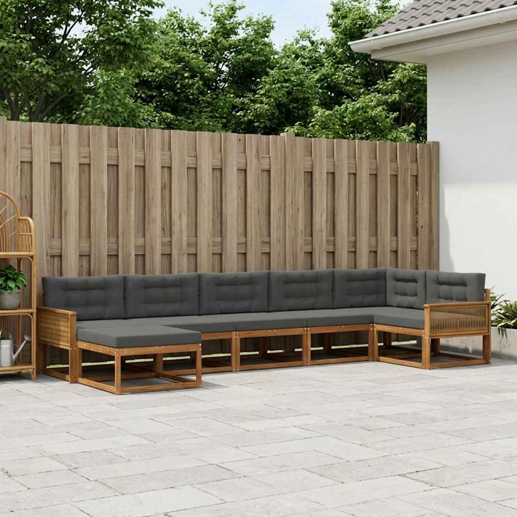 vidaXL Zestaw sof na zewnątrz z poduszką 7 pcs Naturalny i Antracytowy