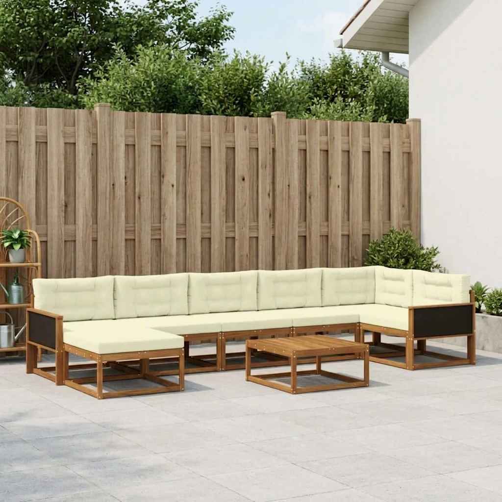 vidaXL Zestaw sof na zewnątrz z poduszką 8 pcs Naturalny i Kremowy
