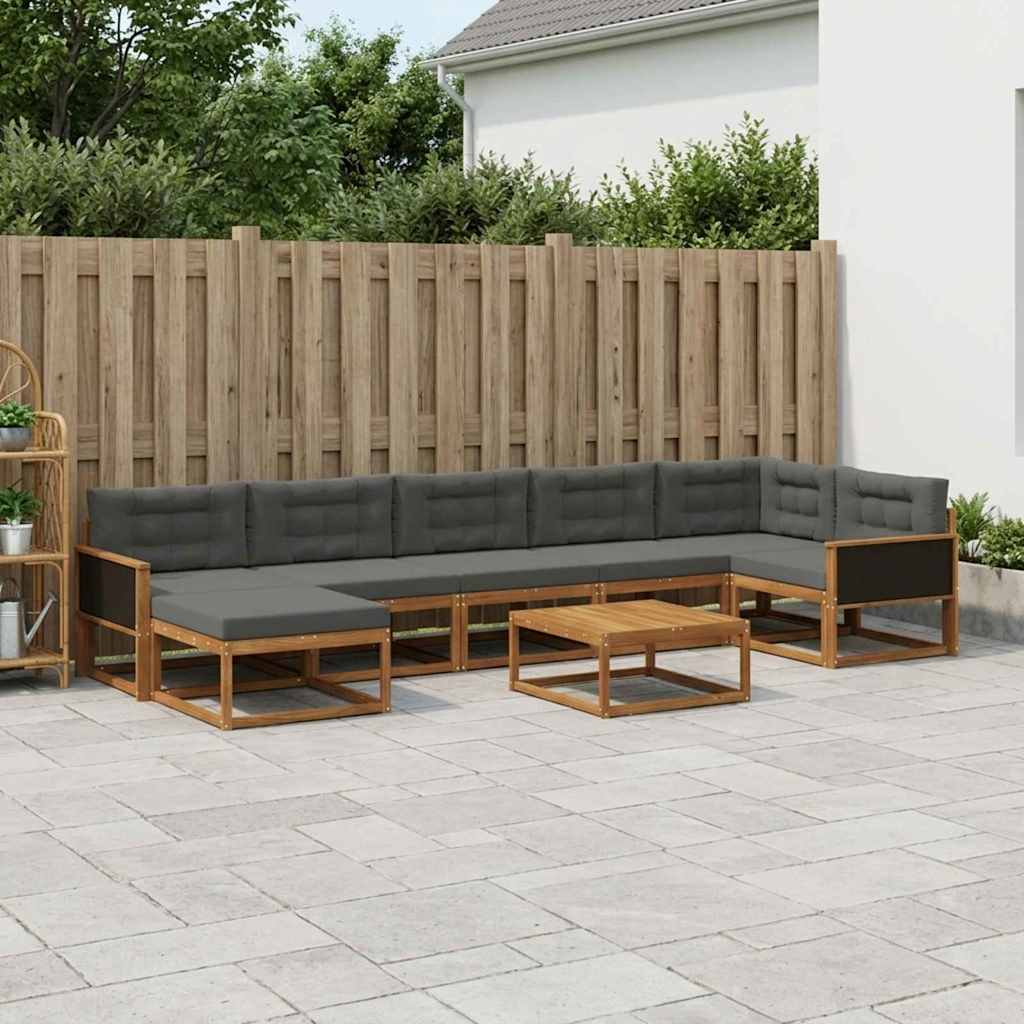 vidaXL Zestaw sof na zewnątrz z poduszką 8 pcs Naturalny i Antracytowy