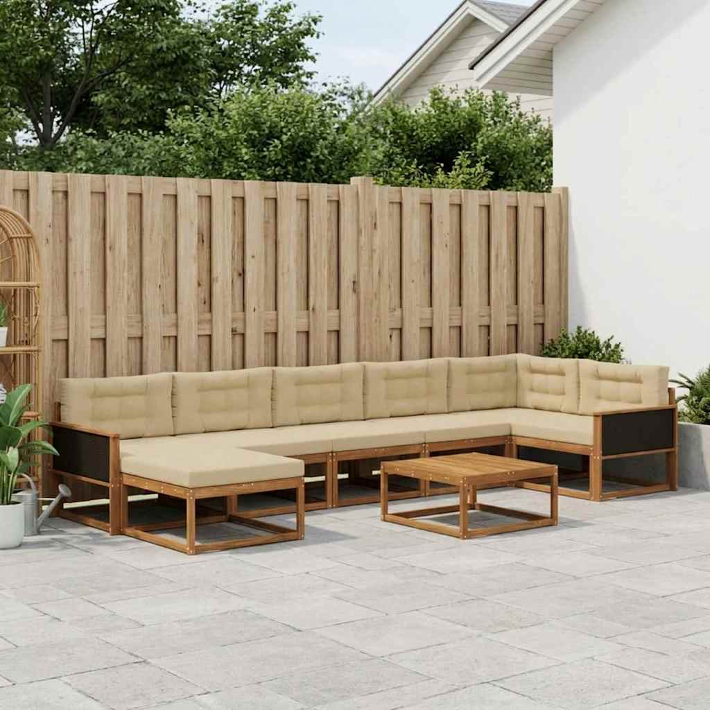 vidaXL Zestaw sof na zewnątrz z poduszką 8 pcs Naturalny i Beżowy