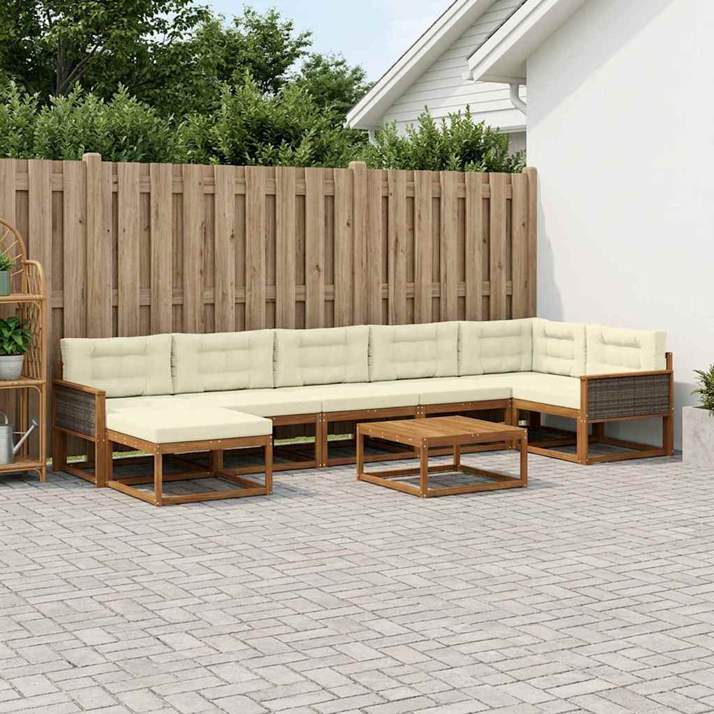 vidaXL Zestaw sof na zewnątrz z poduszką 8 pcs Naturalny i Kremowy