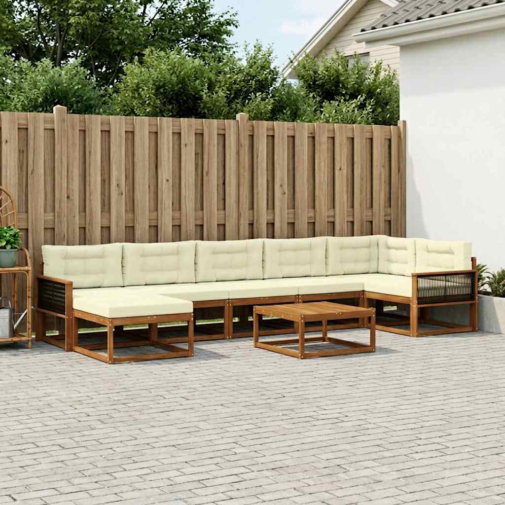 vidaXL Zestaw sof na zewnątrz z poduszką 8 pcs Naturalny i Kremowy